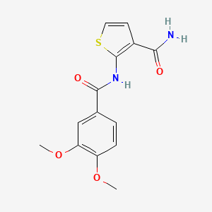 molecular formula C14H14N2O4S B2503043 2-(3,4-二甲氧基苯甲酰胺)噻吩-3-甲酰胺 CAS No. 864940-71-6