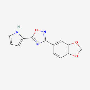 molecular formula C13H9N3O3 B2503044 3-(1,3-benzodioxol-5-yl)-5-(1H-pyrrol-2-yl)-1,2,4-oxadiazole CAS No. 1239784-07-6