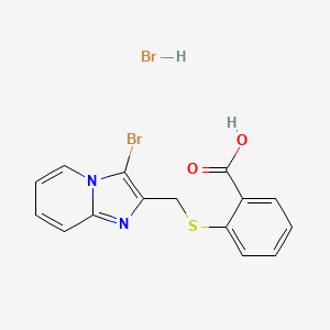 molecular formula C15H12Br2N2O2S B2503049 2-[({3-Bromoimidazo[1,2-a]pyridin-2-yl}methyl)sulfanyl]benzoic acid hydrobromide CAS No. 1221723-27-8