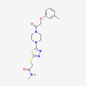 molecular formula C18H23N5O3S2 B2503051 N-methyl-2-((5-(4-(2-(m-tolyloxy)acetyl)piperazin-1-yl)-1,3,4-thiadiazol-2-yl)thio)acetamide CAS No. 1105226-52-5