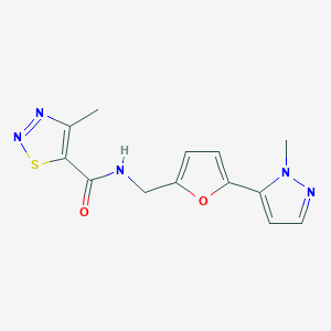 4-Methyl-N-[[5-(2-methylpyrazol-3-yl)furan-2-yl]methyl]thiadiazole-5-carboxamide