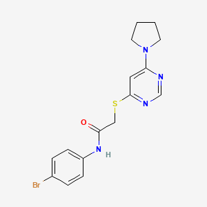 molecular formula C16H17BrN4OS B2503066 N-(4-bromophenyl)-2-((6-(pyrrolidin-1-yl)pyrimidin-4-yl)thio)acetamide CAS No. 1170789-62-4