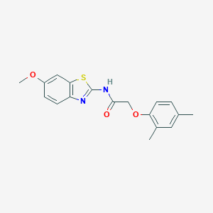molecular formula C18H18N2O3S B250307 2-(2,4-dimethylphenoxy)-N-(6-methoxy-1,3-benzothiazol-2-yl)acetamide 
