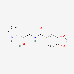 molecular formula C15H16N2O4 B2503072 N-(2-hydroxy-2-(1-methyl-1H-pyrrol-2-yl)ethyl)benzo[d][1,3]dioxole-5-carboxamide CAS No. 1396854-55-9