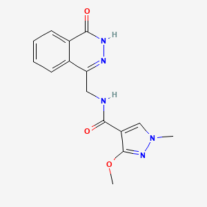 molecular formula C15H15N5O3 B2503076 3-甲氧基-1-甲基-N-((4-氧代-3,4-二氢phthalazin-1-基)甲基)-1H-吡唑-4-甲酰胺 CAS No. 1207029-60-4