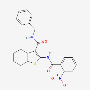 molecular formula C23H21N3O4S B2503085 N-benzyl-2-[(2-nitrobenzoyl)amino]-4,5,6,7-tetrahydro-1-benzothiophene-3-carboxamide CAS No. 618077-07-9