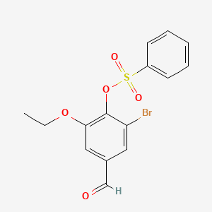 molecular formula C15H13BrO5S B2503086 2-Bromo-6-ethoxy-4-formylphenyl benzenesulfonate CAS No. 431998-72-0
