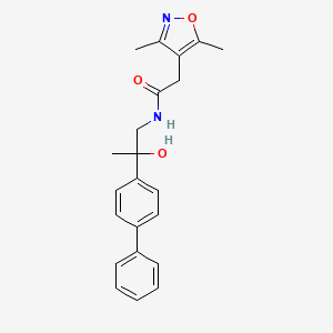 molecular formula C22H24N2O3 B2503087 N-(2-([1,1'-biphenyl]-4-yl)-2-hydroxypropyl)-2-(3,5-dimethylisoxazol-4-yl)acetamide CAS No. 1788541-90-1