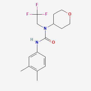 molecular formula C16H21F3N2O2 B2503090 3-(3,4-dimethylphenyl)-1-(tetrahydro-2H-pyran-4-yl)-1-(2,2,2-trifluoroethyl)urea CAS No. 1396856-64-6