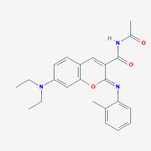 molecular formula C23H25N3O3 B2503095 (2Z)-N-acetyl-7-(diethylamino)-2-[(2-methylphenyl)imino]-2H-chromene-3-carboxamide CAS No. 313397-59-0