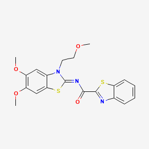 molecular formula C20H19N3O4S2 B2503096 (Z)-N-(5,6-二甲氧基-3-(2-甲氧基乙基)苯并[d]噻唑-2(3H)-亚甲基)苯并[d]噻唑-2-甲酰胺 CAS No. 895457-92-8