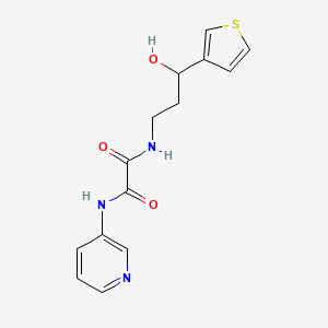 molecular formula C14H15N3O3S B2503097 N1-(3-hydroxy-3-(thiophen-3-yl)propyl)-N2-(pyridin-3-yl)oxalamide CAS No. 2034257-24-2