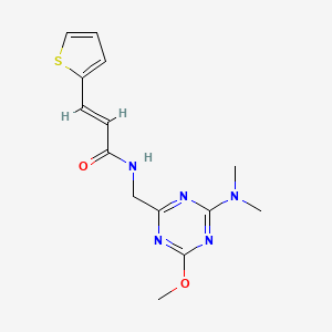 molecular formula C14H17N5O2S B2503105 (E)-N-((4-(dimethylamino)-6-methoxy-1,3,5-triazin-2-yl)methyl)-3-(thiophen-2-yl)acrylamide CAS No. 2035000-70-3