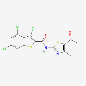 molecular formula C15H9Cl3N2O2S2 B2503106 N-(5-acetyl-4-methyl-1,3-thiazol-2-yl)-3,4,6-trichloro-1-benzothiophene-2-carboxamide CAS No. 881436-24-4