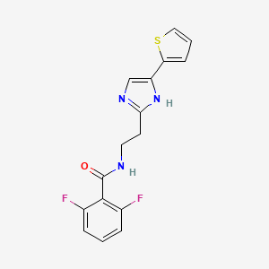 molecular formula C16H13F2N3OS B2503107 2,6-difluoro-N-(2-(4-(thiophen-2-yl)-1H-imidazol-2-yl)ethyl)benzamide CAS No. 1396871-59-2