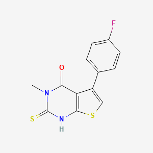 molecular formula C13H9FN2OS2 B2503111 5-(4-fluorophenyl)-2-mercapto-3-methylthieno[2,3-d]pyrimidin-4(3H)-one CAS No. 436090-38-9