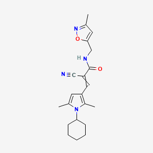 2-cyano-3-(1-cyclohexyl-2,5-dimethyl-1H-pyrrol-3-yl)-N-[(3-methyl-1,2-oxazol-5-yl)methyl]prop-2-enamide