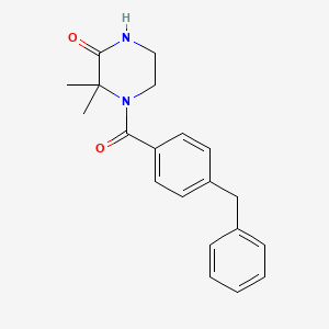 molecular formula C20H22N2O2 B2503118 4-(4-ベンジルベンゾイル)-3,3-ジメチルピペラジン-2-オン CAS No. 941889-99-2