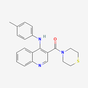 molecular formula C21H21N3OS B2503123 Thiomorpholino(4-(p-tolylamino)quinolin-3-yl)methanone CAS No. 1359086-31-9