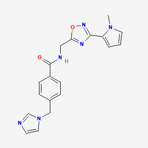 molecular formula C19H18N6O2 B2503124 4-((1H-咪唑-1-基)甲基)-N-((3-(1-甲基-1H-吡咯-2-基)-1,2,4-恶二唑-5-基)甲基)苯甲酰胺 CAS No. 2034452-95-2