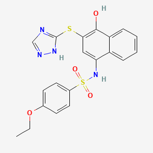 molecular formula C20H18N4O4S2 B2503125 4-ethoxy-N-[4-hydroxy-3-(1H-1,2,4-triazol-5-ylsulfanyl)naphthalen-1-yl]benzenesulfonamide CAS No. 794552-62-8