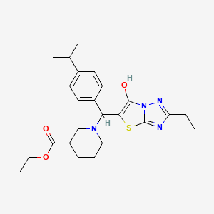 Ethyl 1-((2-ethyl-6-hydroxythiazolo[3,2-b][1,2,4]triazol-5-yl)(4-isopropylphenyl)methyl)piperidine-3-carboxylate