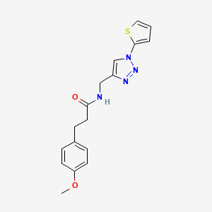 molecular formula C17H18N4O2S B2503136 3-(4-methoxyphenyl)-N-((1-(thiophen-2-yl)-1H-1,2,3-triazol-4-yl)methyl)propanamide CAS No. 2034381-24-1