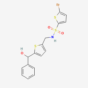 molecular formula C16H14BrNO3S3 B2503143 5-溴-N-((5-(羟基(苯基)甲基)噻吩-2-基)甲基)噻吩-2-磺酰胺 CAS No. 1797278-15-9