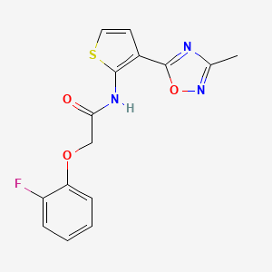 molecular formula C15H12FN3O3S B2503158 2-(2-氟苯氧基)-N-(3-(3-甲基-1,2,4-恶二唑-5-基)噻吩-2-基)乙酰胺 CAS No. 2034243-58-6