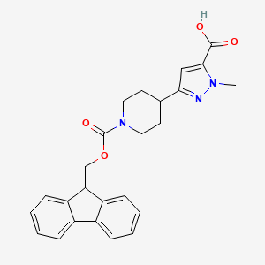 molecular formula C25H25N3O4 B2503159 3-(1-{[(9H-fluoren-9-yl)methoxy]carbonyl}piperidin-4-yl)-1-methyl-1H-pyrazole-5-carboxylic acid CAS No. 2137635-02-8