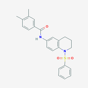 molecular formula C24H24N2O3S B2503165 N-[1-(benzenesulfonyl)-3,4-dihydro-2H-quinolin-6-yl]-3,4-dimethylbenzamide CAS No. 941871-72-3