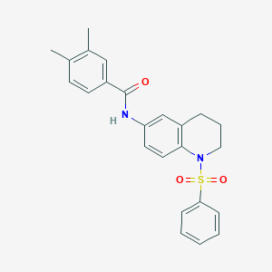 N-[1-(benzenesulfonyl)-1,2,3,4-tetrahydroquinolin-6-yl]-3,4-dimethylbenzamide