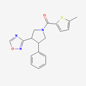 molecular formula C18H17N3O2S B2503169 (3-(1,2,4-Oxadiazol-3-yl)-4-phenylpyrrolidin-1-yl)(5-methylthiophen-2-yl)methanone CAS No. 2034417-09-7