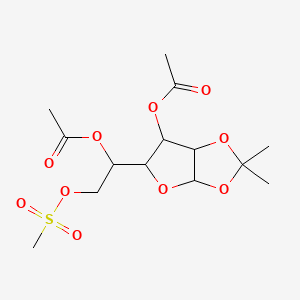molecular formula C14H22O10S B2503188 1-(6-Acetoxy-2,2-dimethyltetrahydrofuro[2,3-d][1,3]dioxol-5-yl)-2-((methylsulfonyl)oxy)ethyl acetate CAS No. 1095321-70-2