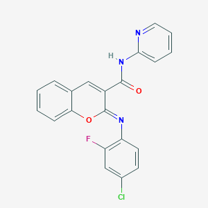 (2Z)-2-[(4-chloro-2-fluorophenyl)imino]-N-(pyridin-2-yl)-2H-chromene-3-carboxamide