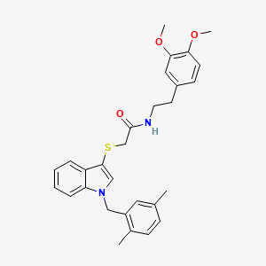 molecular formula C29H32N2O3S B2503198 N-(3,4-dimethoxyphenethyl)-2-((1-(2,5-dimethylbenzyl)-1H-indol-3-yl)thio)acetamide CAS No. 681279-69-6
