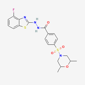 molecular formula C20H21FN4O4S2 B2503204 4-((2,6-dimethylmorpholino)sulfonyl)-N'-(4-fluorobenzo[d]thiazol-2-yl)benzohydrazide CAS No. 851978-82-0