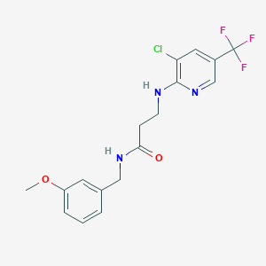 molecular formula C17H17ClF3N3O2 B2503207 3-[[3-Chloro-5-(trifluoromethyl)pyridin-2-yl]amino]-N-[(3-methoxyphenyl)methyl]propanamide CAS No. 1376308-87-0