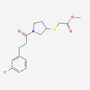 molecular formula C16H20ClNO3S B2503210 2-((1-(3-(3-氯苯基)丙酰)吡咯烷-3-基)硫代)乙酸甲酯 CAS No. 2034267-60-0