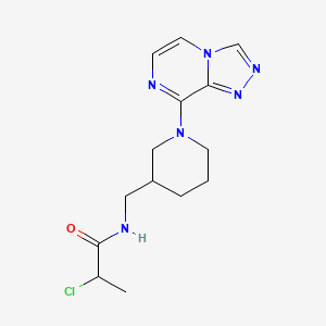 molecular formula C14H19ClN6O B2503217 2-Chloro-N-[[1-([1,2,4]triazolo[4,3-a]pyrazin-8-yl)piperidin-3-yl]methyl]propanamide CAS No. 2411298-14-9