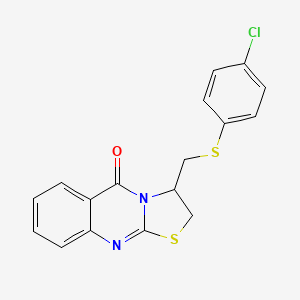 molecular formula C17H13ClN2OS2 B2503219 3-{[(4-chlorophenyl)sulfanyl]methyl}-2,3-dihydro-5H-[1,3]thiazolo[2,3-b]quinazolin-5-one CAS No. 477855-78-0