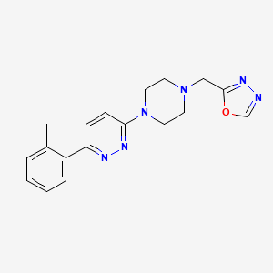 molecular formula C18H20N6O B2503223 2-[[4-[6-(2-Methylphenyl)pyridazin-3-yl]piperazin-1-yl]methyl]-1,3,4-oxadiazole CAS No. 2380170-97-6