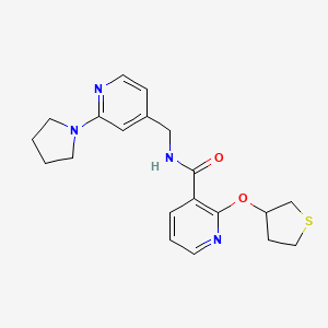 molecular formula C20H24N4O2S B2503226 N-((2-(pyrrolidin-1-yl)pyridin-4-yl)methyl)-2-((tetrahydrothiophen-3-yl)oxy)nicotinamide CAS No. 1903120-80-8