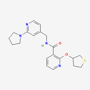 molecular formula C20H24N4O2S B2503226 N-((2-(吡咯烷-1-基)吡啶-4-基)甲基)-2-((四氢噻吩-3-基)氧基)烟酰胺 CAS No. 1903120-80-8