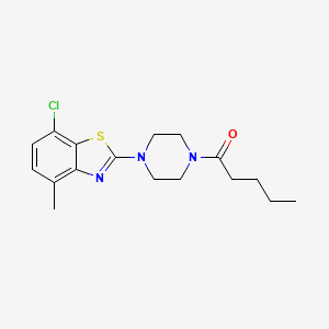molecular formula C17H22ClN3OS B2503227 1-(4-(7-氯-4-甲基苯并[d]噻唑-2-基)哌嗪-1-基)戊酮 CAS No. 897488-71-0