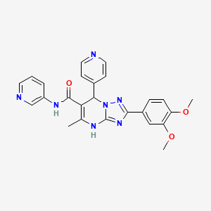 molecular formula C25H23N7O3 B2503232 2-(3,4-二甲氧基苯基)-5-甲基-N-(吡啶-3-基)-7-(吡啶-4-基)-4,7-二氢-[1,2,4]三唑并[1,5-a]嘧啶-6-甲酰胺 CAS No. 539798-71-5