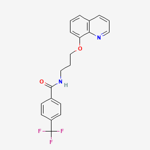 molecular formula C20H17F3N2O2 B2503236 N-(3-(喹啉-8-氧代)丙基)-4-(三氟甲基)苯甲酰胺 CAS No. 1207003-42-6