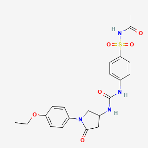 molecular formula C21H24N4O6S B2503253 N-((4-(3-(1-(4-ethoxyphenyl)-5-oxopyrrolidin-3-yl)ureido)phenyl)sulfonyl)acetamide CAS No. 894017-28-8