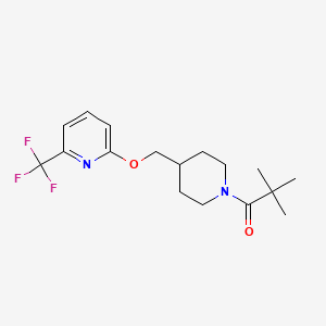molecular formula C17H23F3N2O2 B2503257 2,2-Dimethyl-1-[4-[[6-(trifluoromethyl)pyridin-2-yl]oxymethyl]piperidin-1-yl]propan-1-one CAS No. 2310208-24-1
