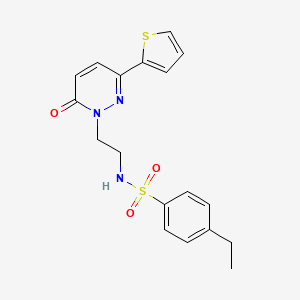 molecular formula C18H19N3O3S2 B2503263 4-ethyl-N-(2-(6-oxo-3-(thiophen-2-yl)pyridazin-1(6H)-yl)ethyl)benzenesulfonamide CAS No. 946239-83-4